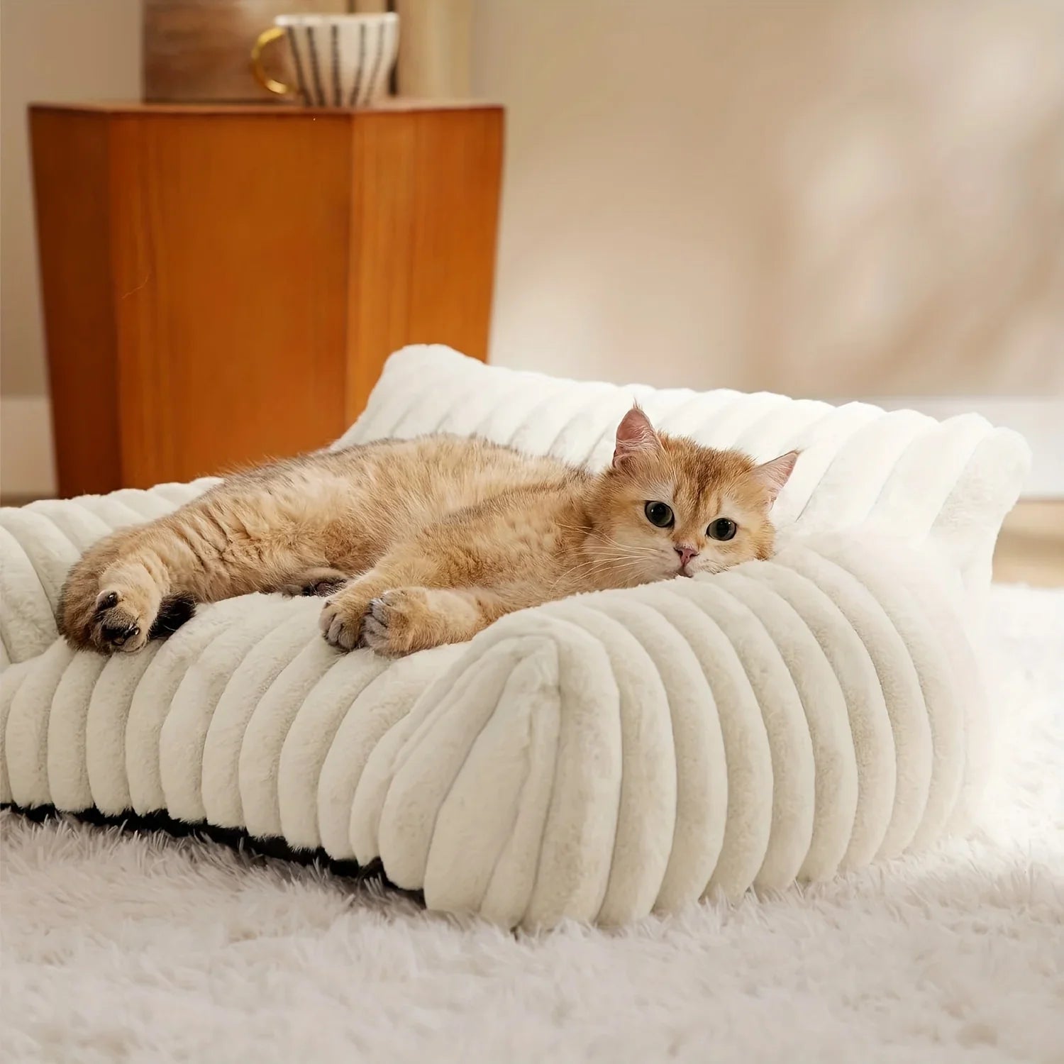 Warm Comfort Cute Cat Sofa Deep Sleep Cat Mat Bed Soft Cushion Pet bed Basket Kitten House for Medium Cats & Small Dogs