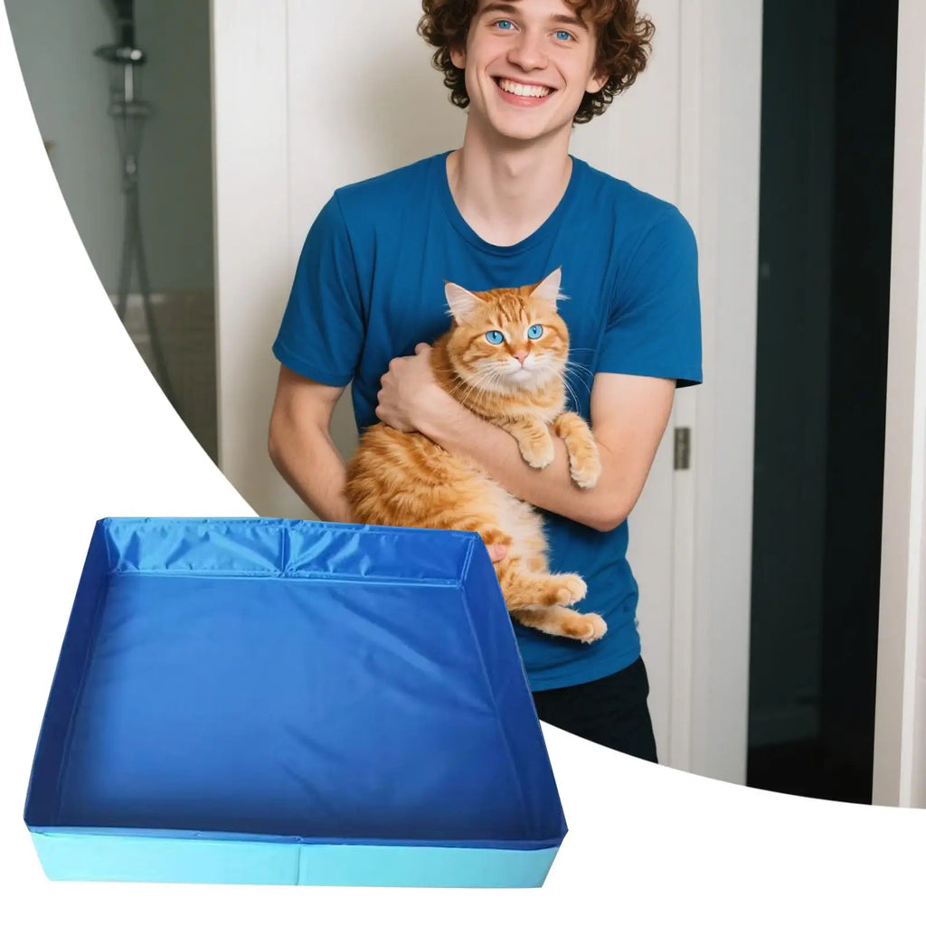 Dog Kiddie Pool PVC Square Shaped Folding Dog Bath Pool Non Inflatable Save Space small pet bathtub For Puppy Cats Pet Supplies