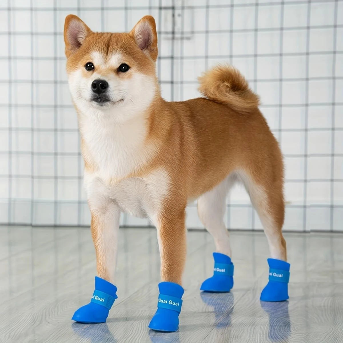 4 Waterproof and Non-Slip Rain Boots for Small and Medium-Sized Dogs, Cute Pet Dog Shoes - Protect Your Pet's Paws from Rain, Mud, and Ice
