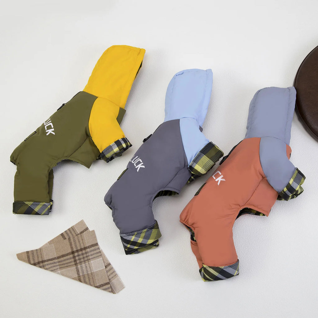 Dog clothes autumn and winter newclothing teddy pet clothes winterthickened 25 hooded three-color four-leg cotton-padded clothes