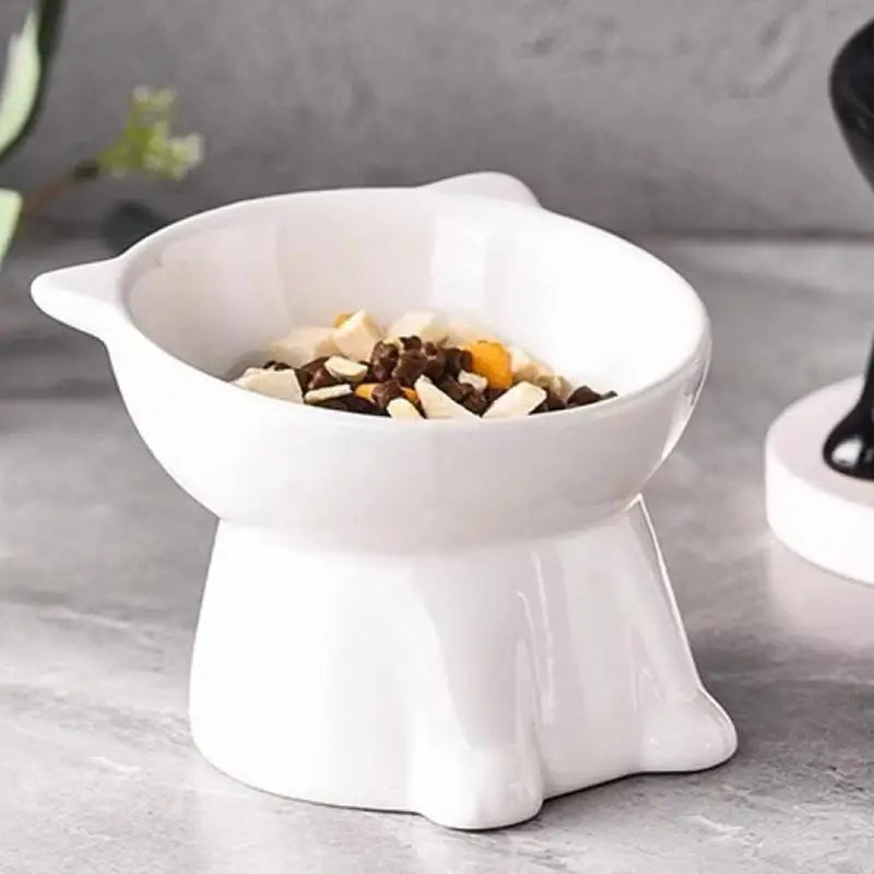 Anti-tipping Cat Food Bowl 15 Degree Tilted Tall-legged Design for Neck Comfort and Clean Floors in Living Spaces