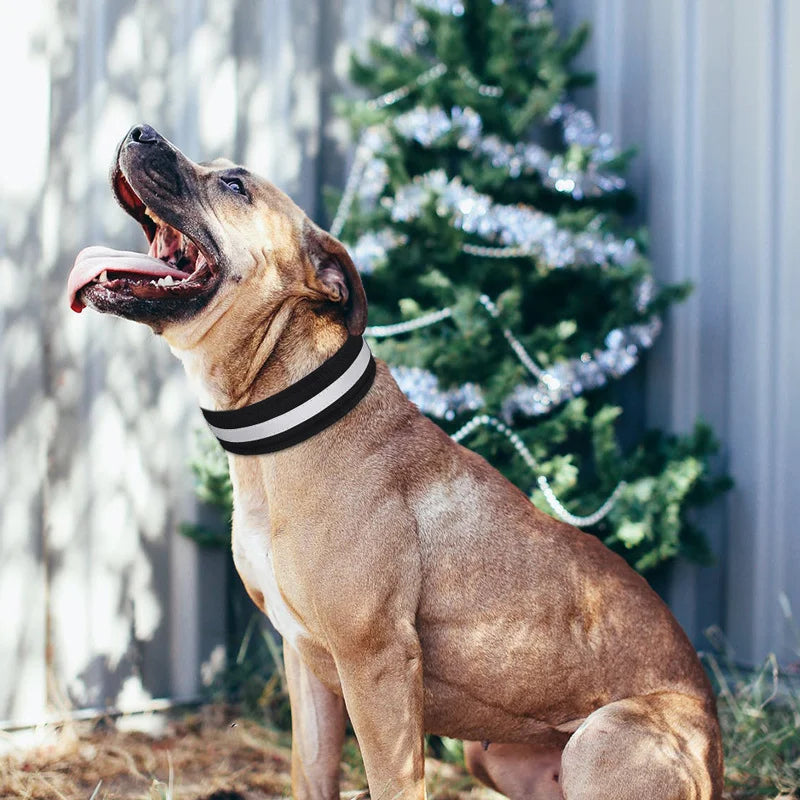Reflective Solid Color Dog Collar  Polyester Breathable & Comfortable, Anti-Choke Adjustable Pet Collar