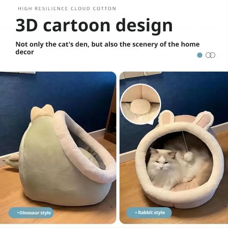 Deep Sleep Cat Bed Cartoon Pet Bed Foldable Removable Washable Pet Sleeping Bed for Small Dog Mat Bag Cave Cats Bed