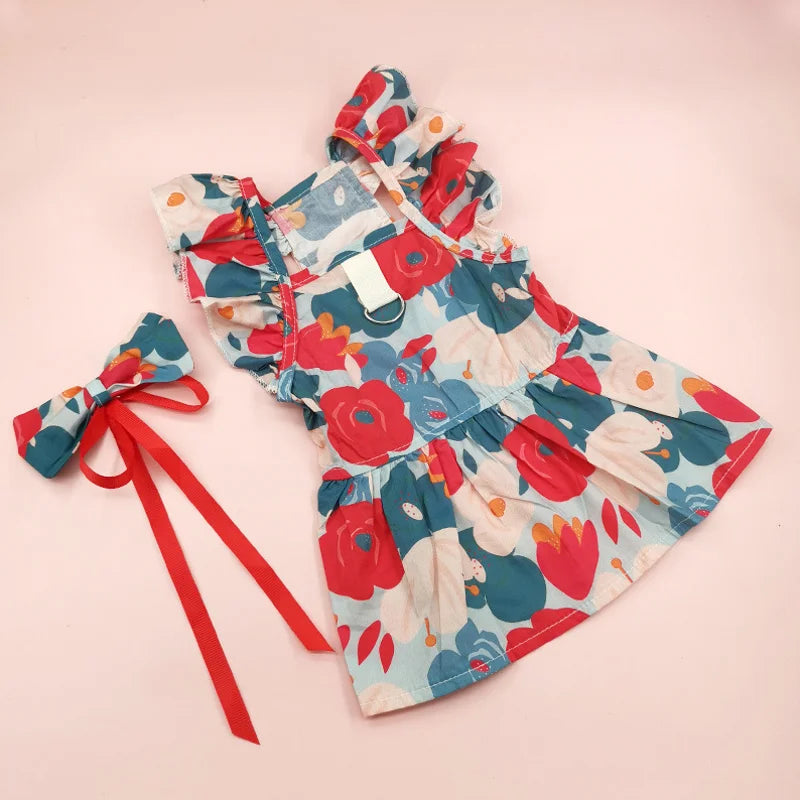 Dog Clothes Small Dogs Summer Puppy Dress Cat Print Skirt Bichon Chihuahua Black White Breathable Dresses Pet Clothing for Dogs