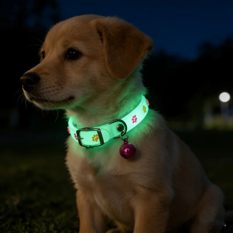 1 collar and 1bell, total of 2 pieces. Cute luminous pet collars for anti-lost safety at night, suitable for small dogs and cats