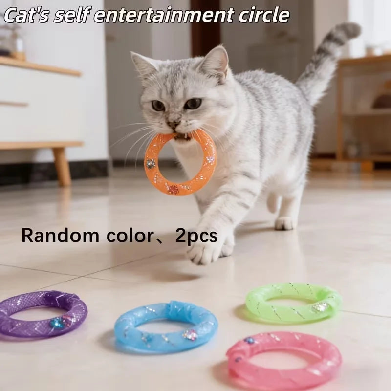 Cat toys - Soft netted cat self-amusement doughnut, bell-activated self-amusement toy - Suitable for all cats to play with