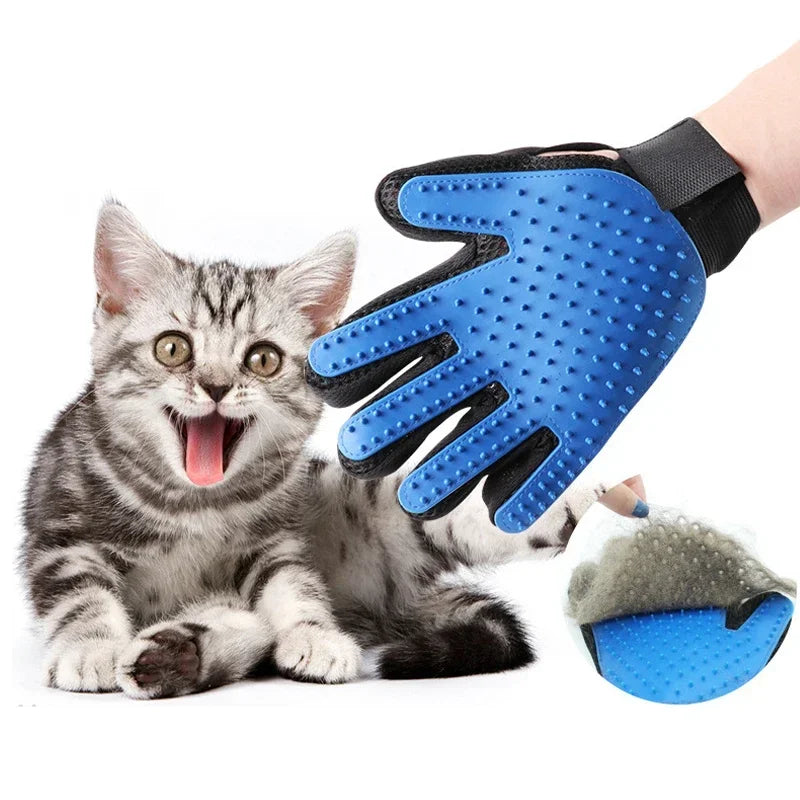 Cat and Dog Grooming Gloves, Gentle Silicone Deshedding Brush, Cleaning Accessories