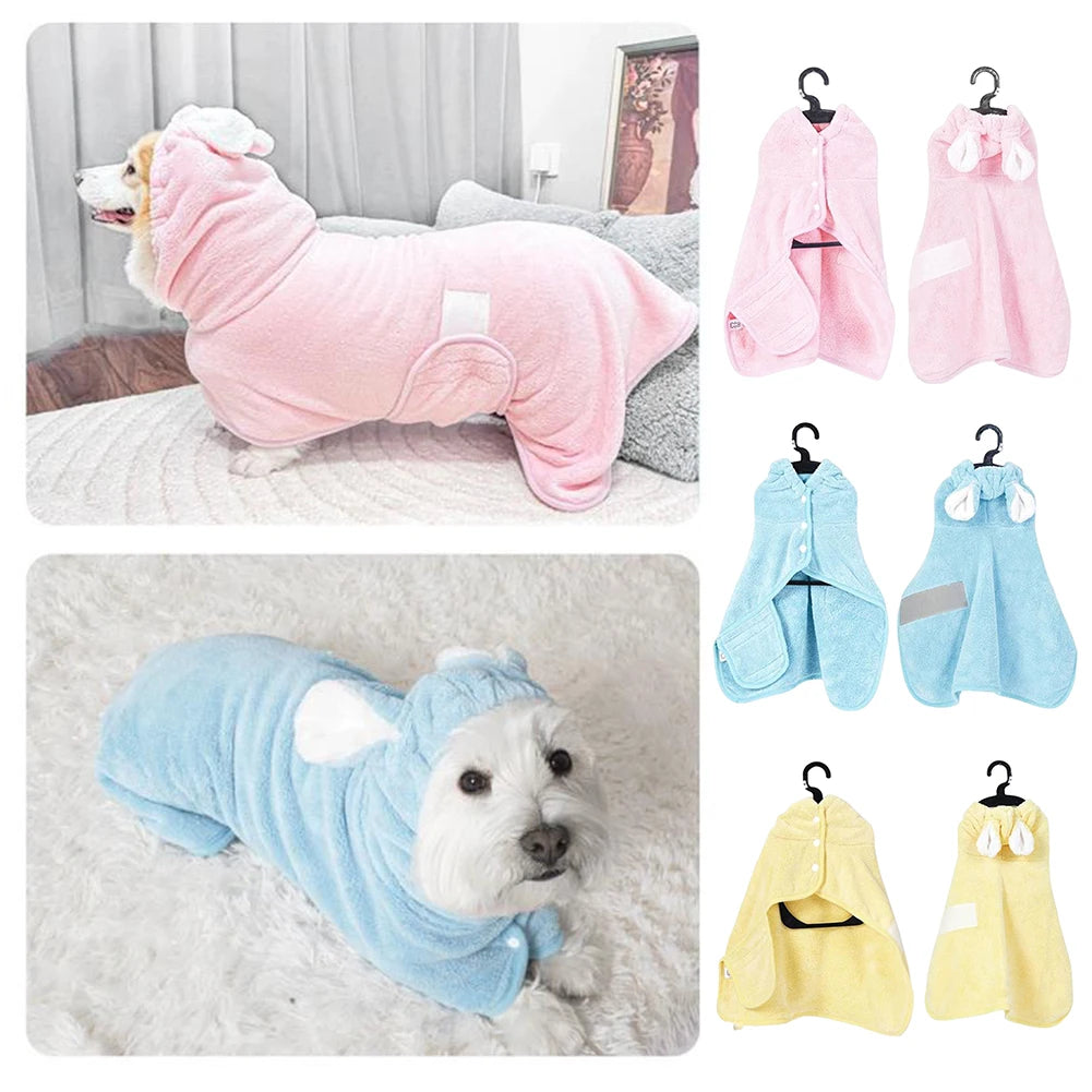 Dogs Bathrobe Cute Capes Bath Towel Soft Cozy Ultra-Absorbent Drying Coat Robe For Stylish Pet Lover Bath Clothing