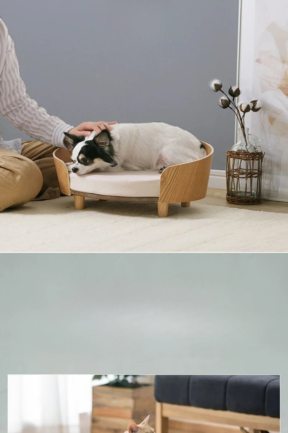 Wooden Pet Beds Mats and Furniture Indoor Cat House Soft Luxury Skidproof Cats Bed Sofa Comfortbale Cat Supplies Products