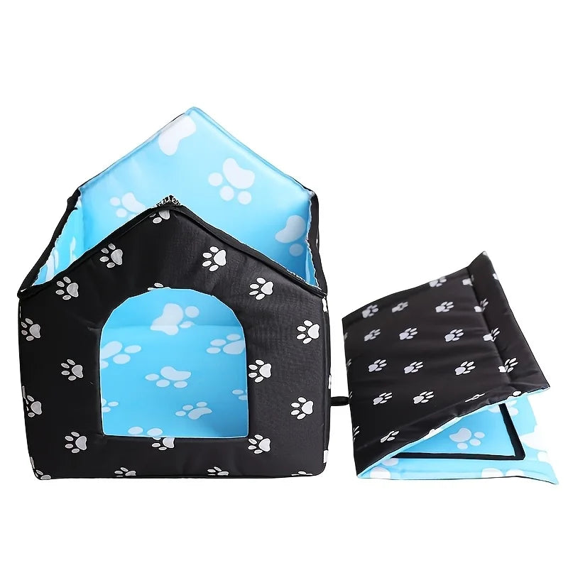 Cat House for Outdoor Winterproof Waterproof and Warm Foldable Pet Shelter for Cats with Removable Cushion for Stray Pets