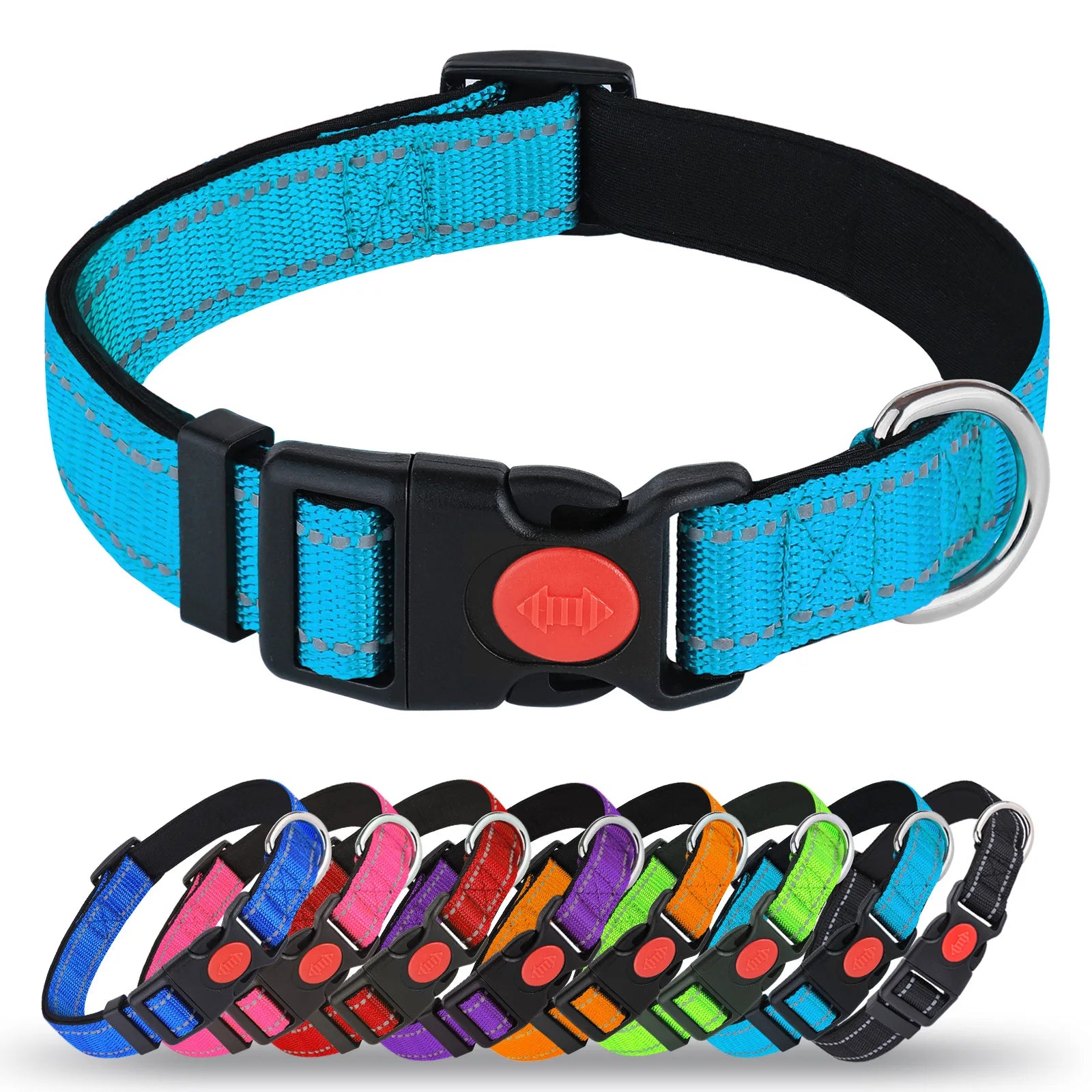 Adjustable Reflective Dog Collar Anti-Escape Safety Pet Neck Strap for Small Medium Dogs Soft Durable Night Walking Pet