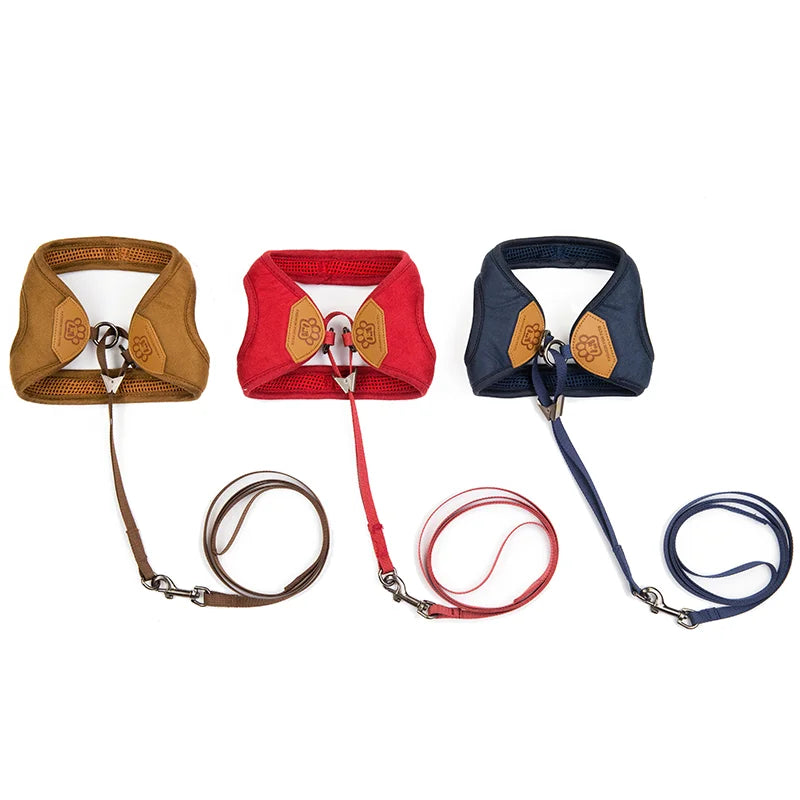 Pet dog walking harness and leash, suitable for puppies, small to medium dogs, ideal choice for training, travel, and daily wear