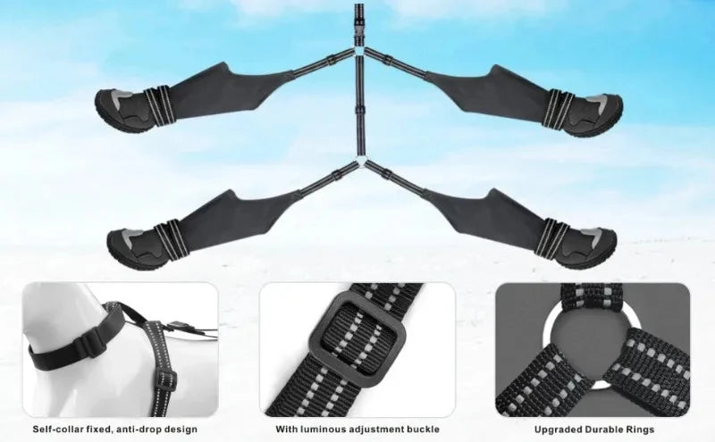 Dog Suspender Boots Tall Dog Boots Anti-Slip&Fall Waterproof Dog Shoes Leggings Winter Snow Rain Hiking Paws Protector
