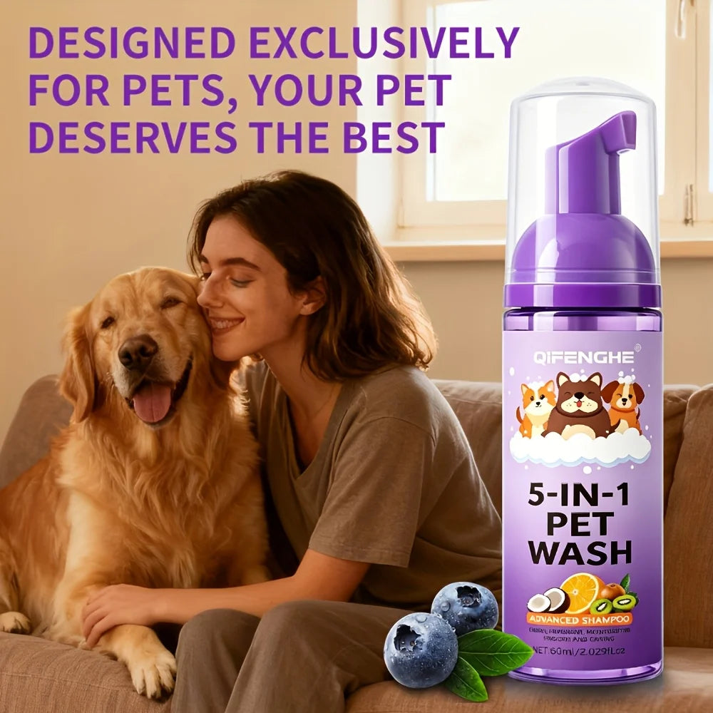 No Rinse Dog & Cat Shampoo Suitable for Puppies, Kittens, Adults - Quick Waterless Bath Foam, Tear-Free Formula, Rinse-Free Deep