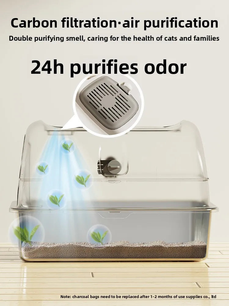 Cat Litter Tray, Fully Enclosed Cat Toilet, Extra Large, Splash-proof, with Sand, for Kittens, Cat Supplies