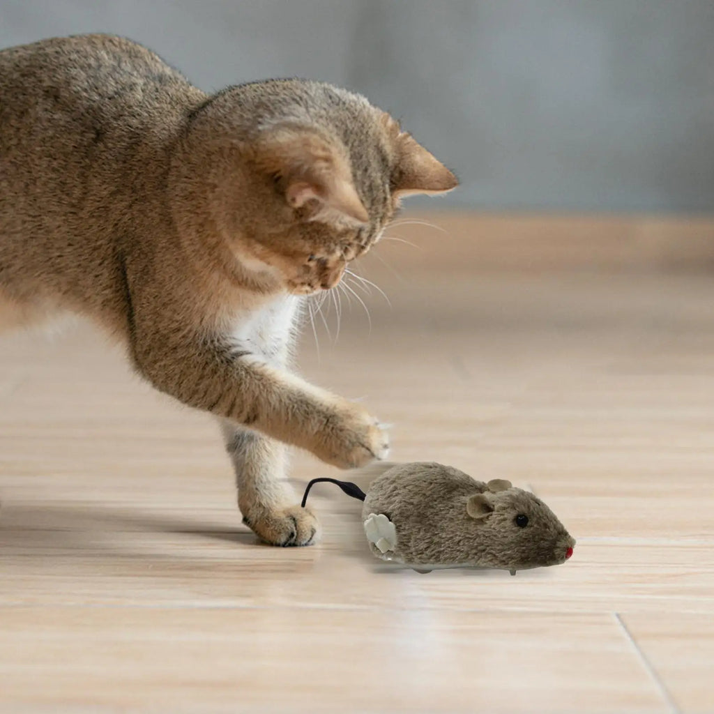 Cat Mice Toys Wind Up Mouse Cat Moving Plush Interactive clockwork Toys Chasing Quick Move Toys Interesting Supplies For Kitten