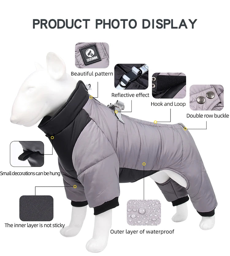 Dog Clothes Four Feet Clothing Warm Winter Coat Reflective Rainproof Dog Clothes Windproof Overall for Dogs Pet Cotton Clothes