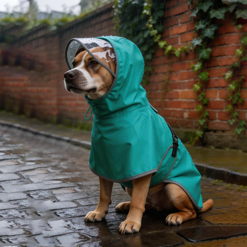 Dog Raincoat, Hooded Windproof and Waterproof Reflective Pet Raincoat, Suitable for Medium to Large Dogs, Waterproof Dog Clothin