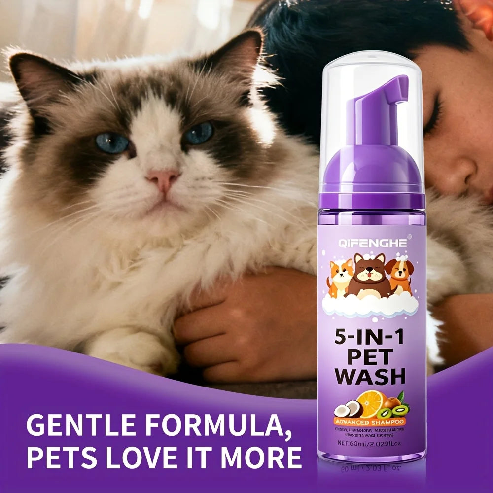 No Rinse Dog & Cat Shampoo Suitable for Puppies, Kittens, Adults - Quick Waterless Bath Foam, Tear-Free Formula, Rinse-Free Deep