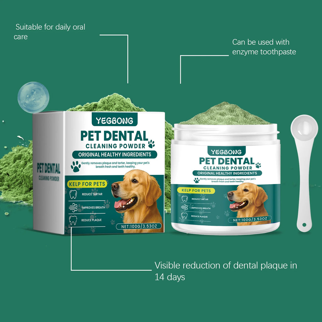 Dog Teeth Cleaning Powder Gentle Remove Tartar Plaque Calculus Freshen Breath Strengthen Protect Gum Health Pet Oral Care Powder
