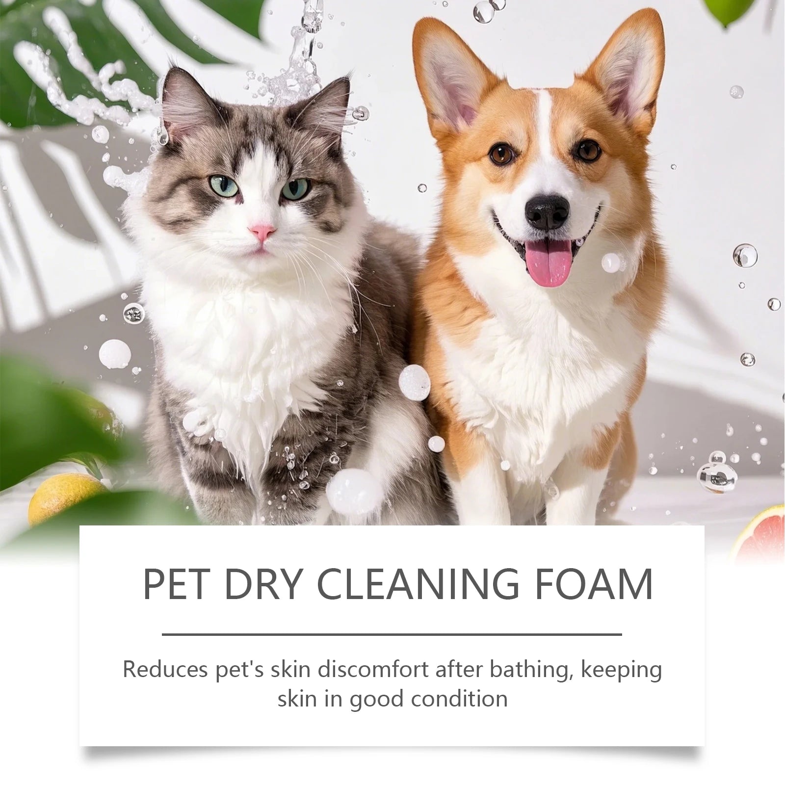 Dogs Cats Cleaning Mousse Pet No Rinse Dry Shampoo Coconut Oil Skin Care Deodorizing Moisturizing Quick Bath Foam Pet Cleaning
