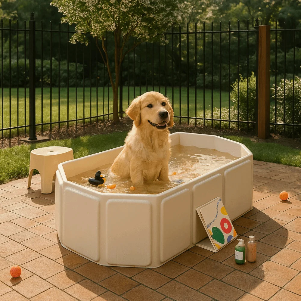 Large Capacity Portable Folding Bathtub Multifunctional Space Saving Dog Bathing Tub PVC with Drainage Holes Pet Wading Pool