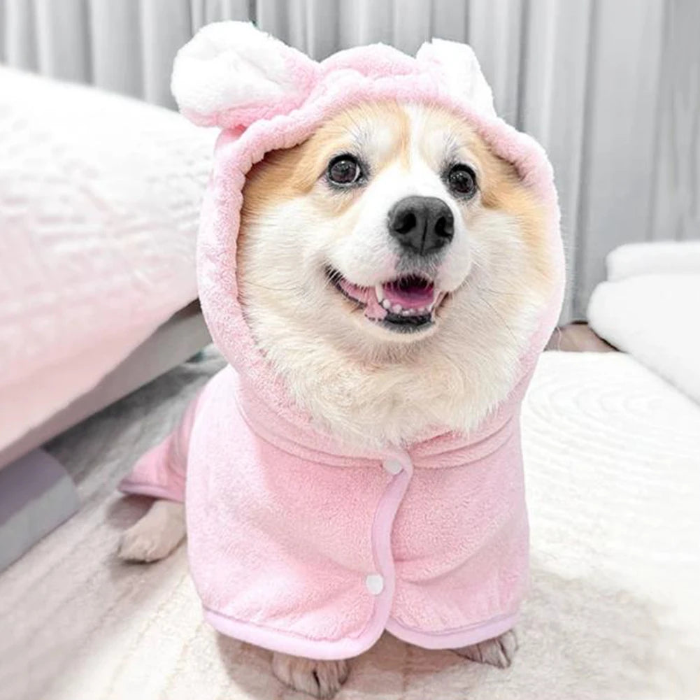 Dogs Bathrobe Cute Capes Bath Towel Soft Cozy Ultra-Absorbent Drying Coat Robe For Stylish Pet Lover Bath Clothing