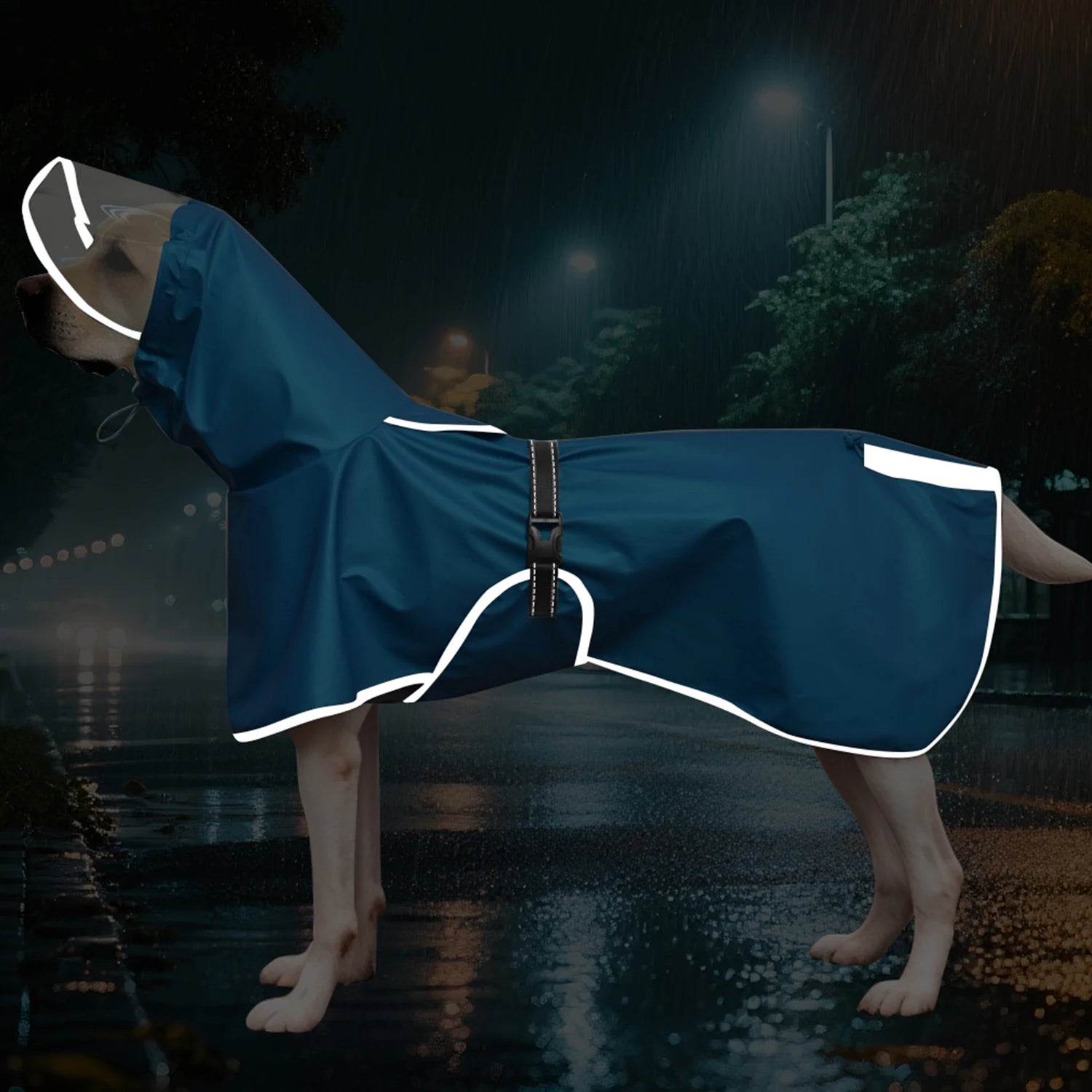 Dog Raincoat, Hooded Windproof and Waterproof Reflective Pet Raincoat, Suitable for Medium to Large Dogs, Waterproof Dog Clothin