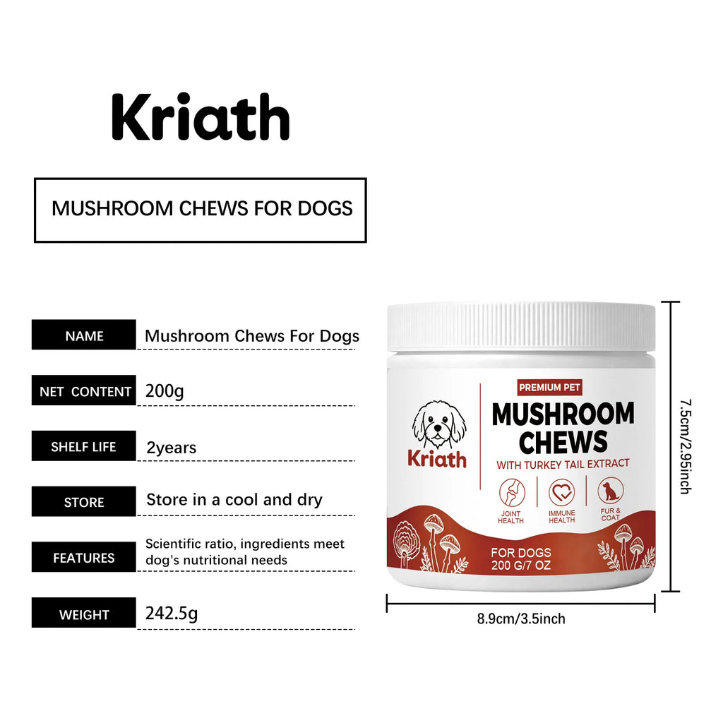 Kriath Beef Flavor Dog Nutrition Chews Improve Pet Vitality Balance Intestinal Flora Skin Coat Wellness Boost Body Defense 200g