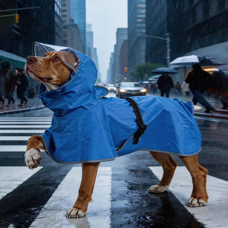 Dog Raincoat, Hooded Windproof and Waterproof Reflective Pet Raincoat, Suitable for Medium to Large Dogs, Waterproof Dog Clothin