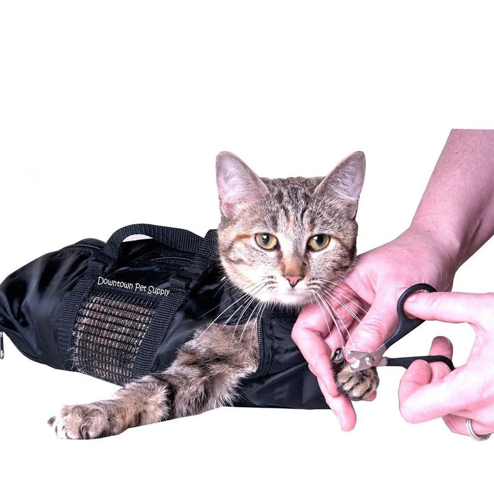 Mesh Cat Grooming Bathing Bag Oxford Cloth Pet Washing Bags For Pet Nail Trimming Anti Scratch Cleaning Shower Bite Restraint