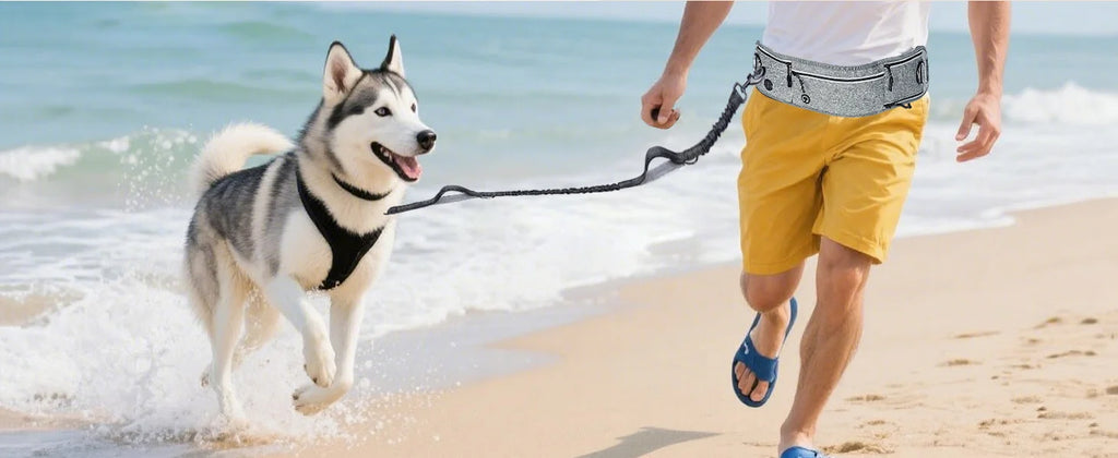 Waist Dog Hands Free Dogs Leash, Waist Running Leash with Zipper, Walking Pouch for Dog Walking, Reflective Dual Padded Handles