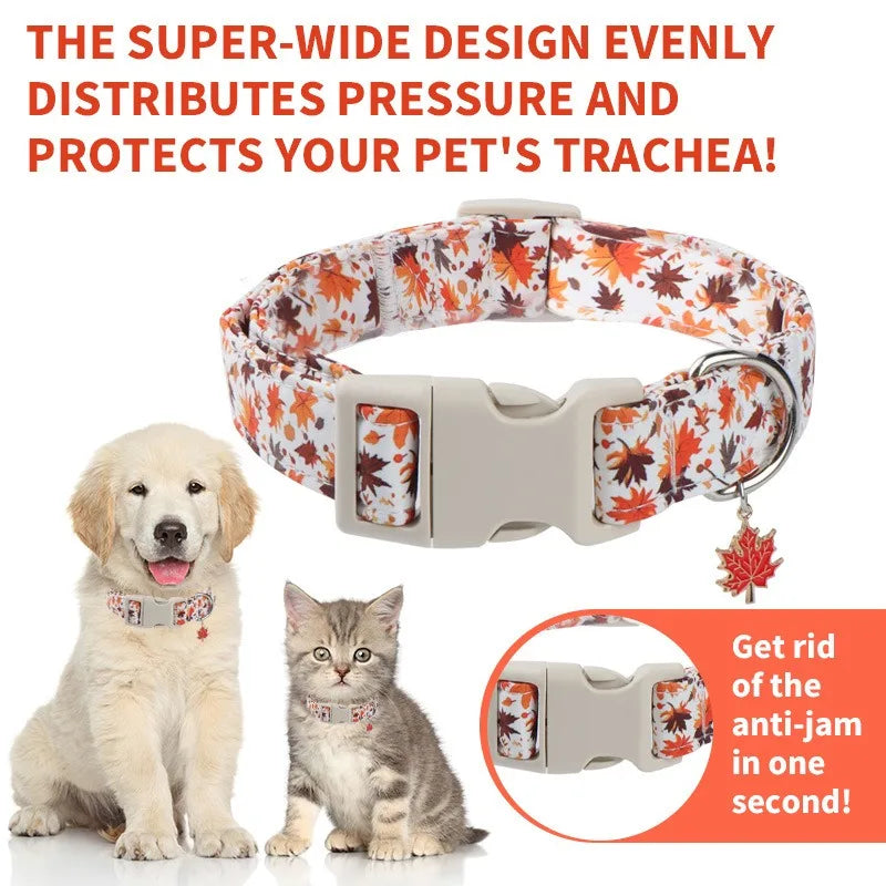 Dog Collar Nylon Cat Collars Adjustable Dogs Necklace with Cute Print for Small Medium Large Dogs Cat Supplies Valentine's Day
