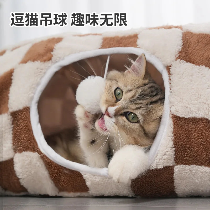 Cat Cave Donut Interactive Toys Washable With Ball Cat Tunnel Donut Kitten Bed For Kitten Puppy Small Dog Bunny Pet Enrichment