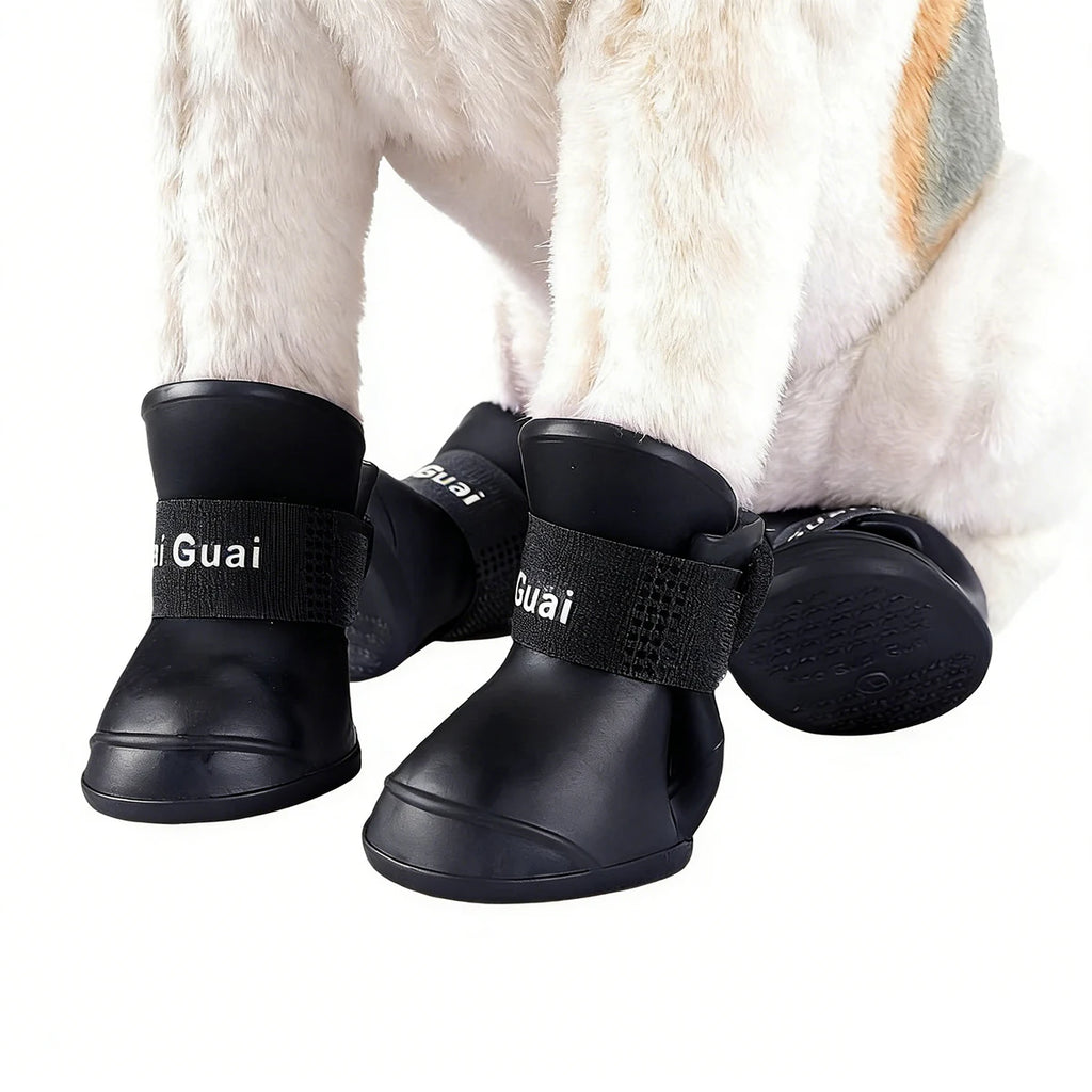 4 Waterproof and Non-Slip Rain Boots for Small and Medium-Sized Dogs, Cute Pet Dog Shoes - Protect Your Pet's Paws from Rain, Mud, and Ice