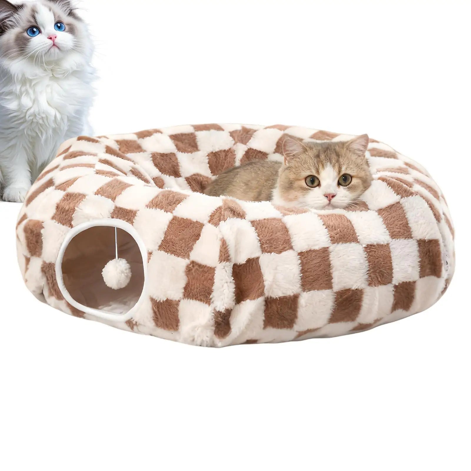 Cat Cave Donut Interactive Toys Washable With Ball Cat Tunnel Donut Kitten Bed For Kitten Puppy Small Dog Bunny Pet Enrichment