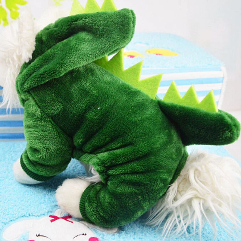 Pet Dog Clothes Funny Dinosaur Costumes Winter Warm Plush Coat Small Kitten Hoodie Puppy Dog Cloth gatos productos para mascotas
