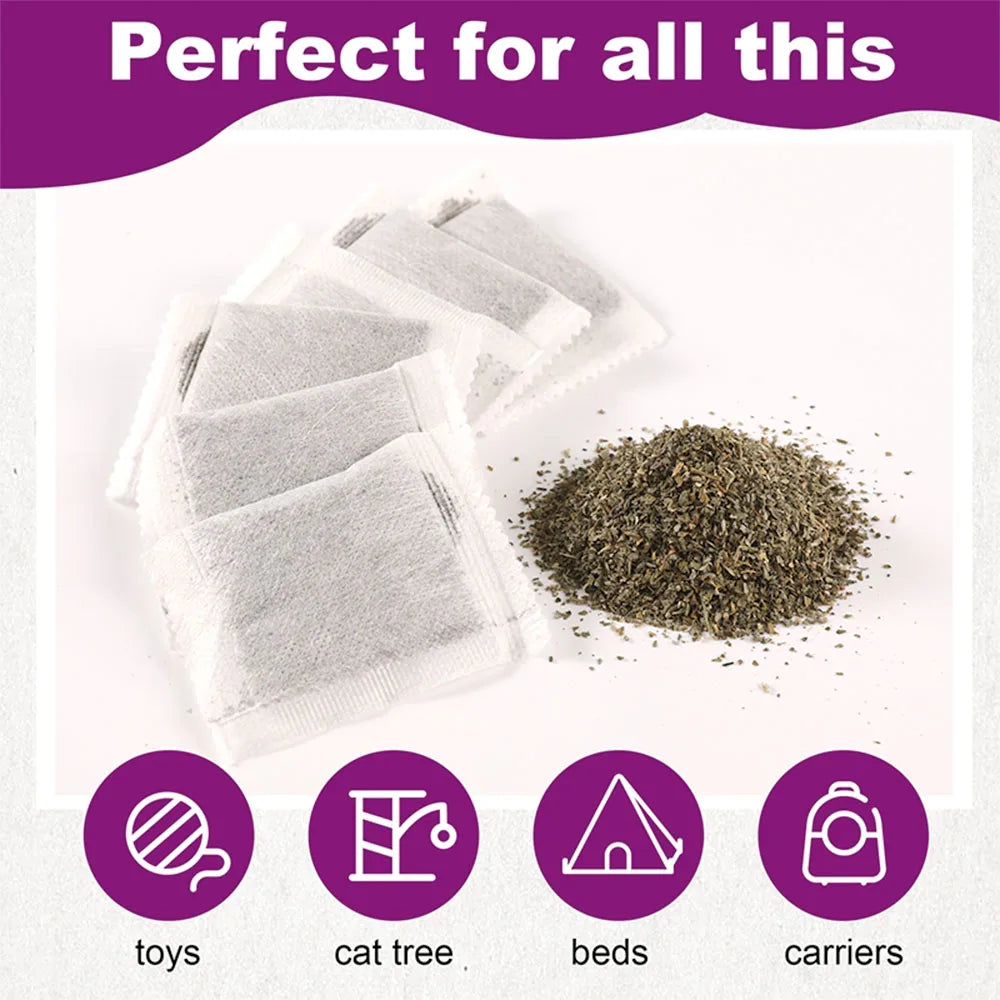 15 Pack Cat Catnip Tea Bags Natural Catnips Packets for Cat or Toy Soaking Water Replacement Pouch Cat Grass Promote Active Play