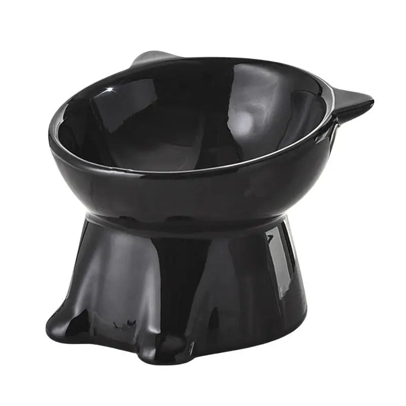 Anti-tipping Cat Food Bowl 15 Degree Tilted Tall-legged Design for Neck Comfort and Clean Floors in Living Spaces