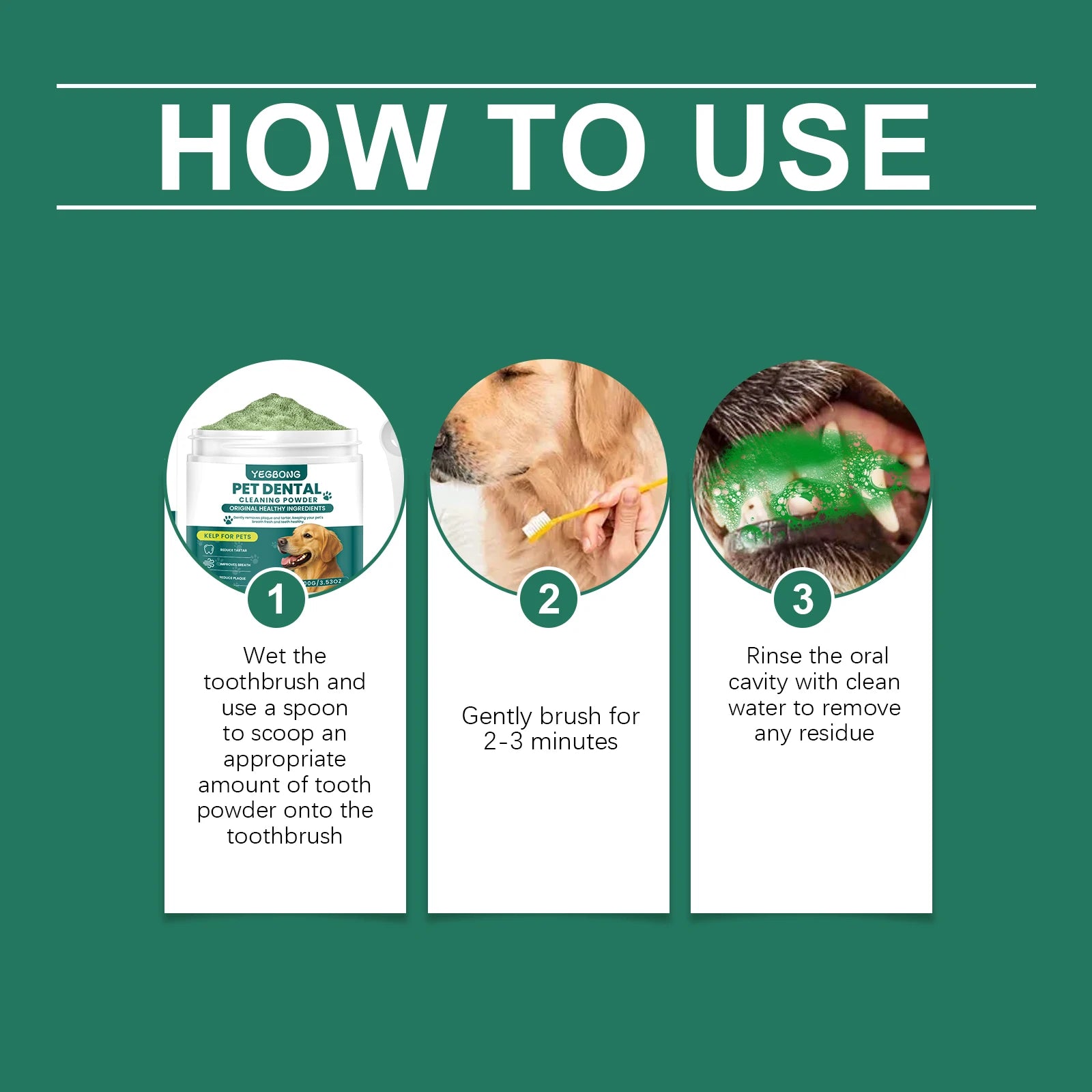 Dog Teeth Cleaning Powder Gentle Remove Tartar Plaque Calculus Freshen Breath Strengthen Protect Gum Health Pet Oral Care Powder