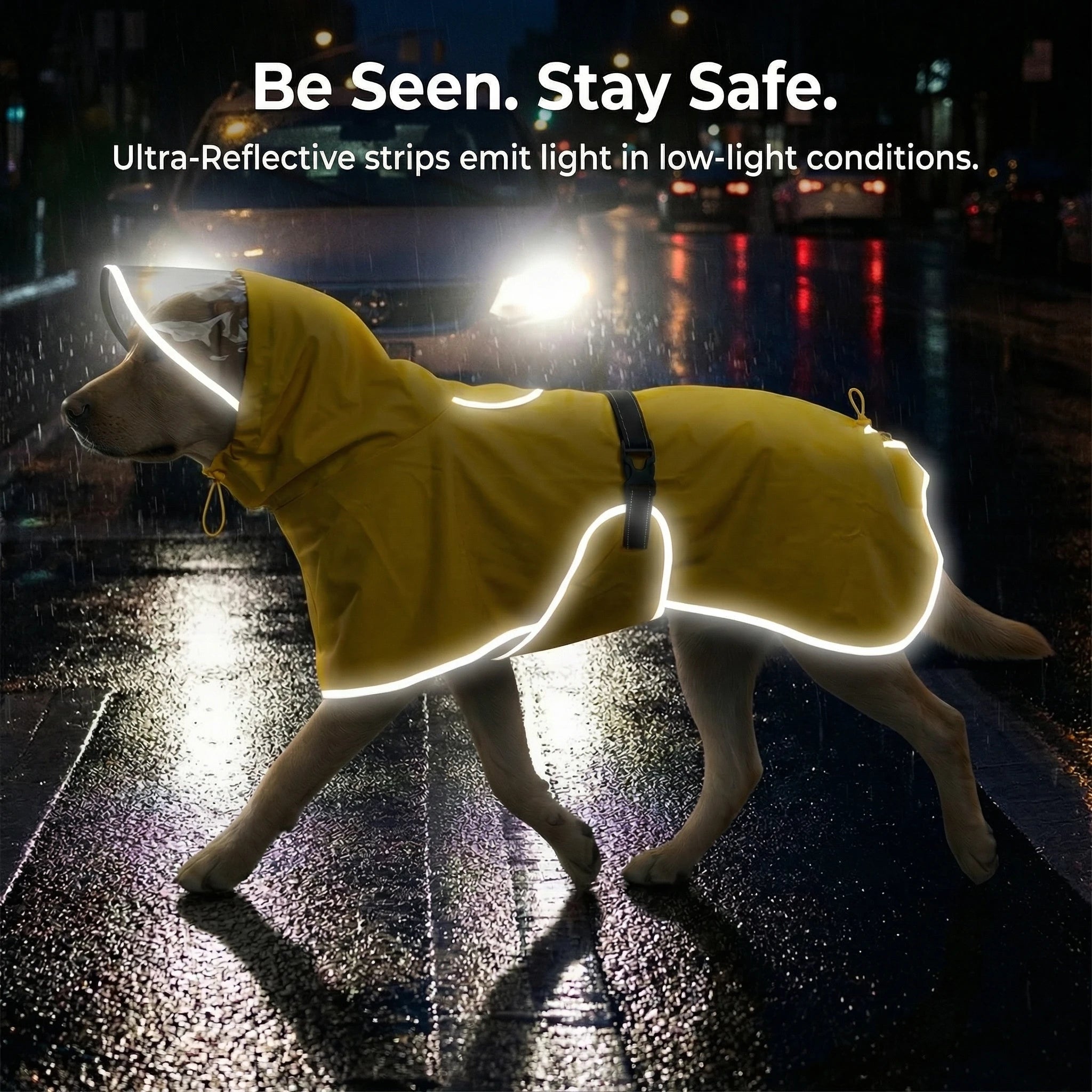 Dog Raincoat, Hooded Windproof and Waterproof Reflective Pet Raincoat, Suitable for Medium to Large Dogs, Waterproof Dog Clothin