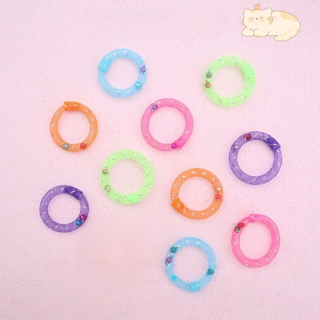 5pc colors Cat Toys-Soft Mesh Tube Self-Play Donuts for Cats,Bell-Sounding Self-Entertainment Boredom-Relief Chew and Tease Toys