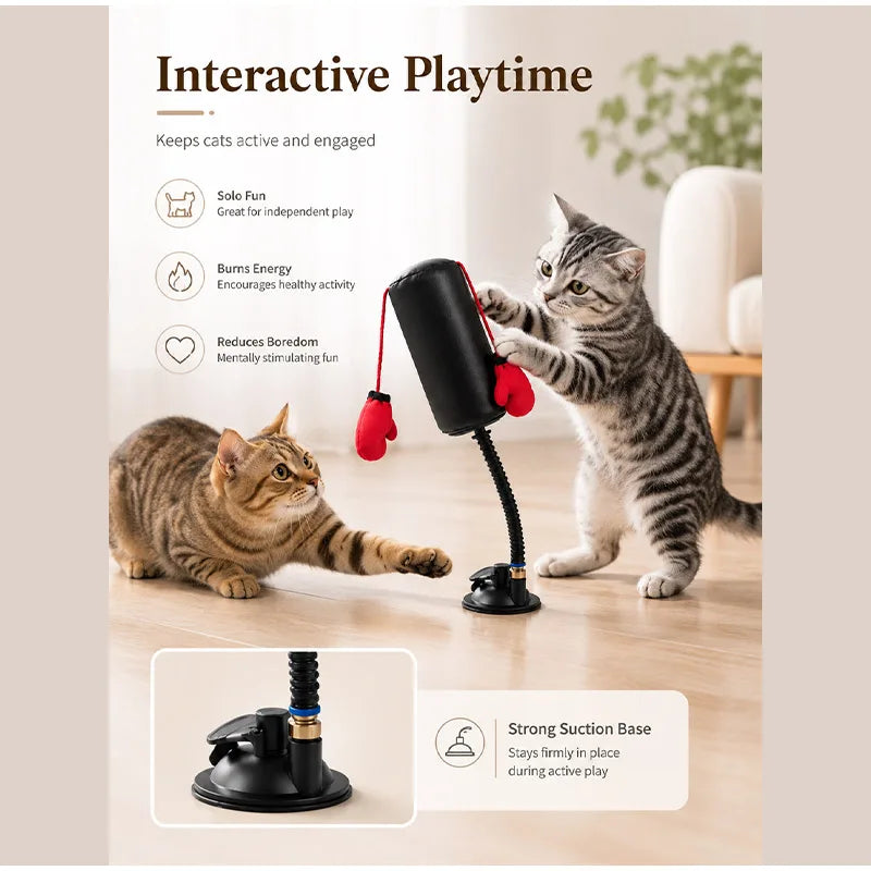 Cute Boxing Cat Toy Training Interactive Cats Relieve Boredom  Fists Tumbler Toys Relax Decompress Tease Cats Boxing Gloves