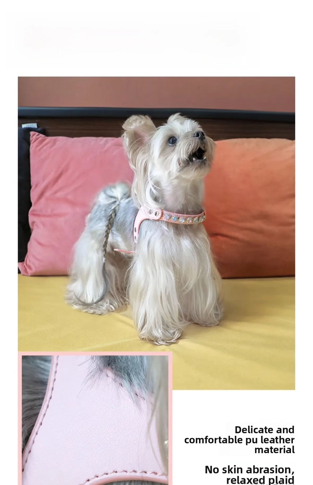Arkika Dog Leash Small Dogs Chest Back Type Yorkie Teddy Pet out Walking Rope Non-Extensible Durable Pet Supplies