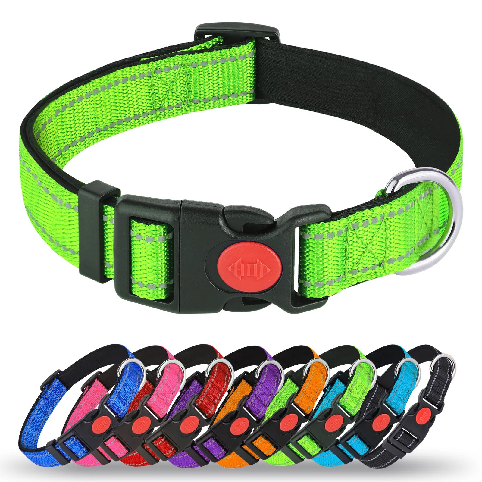 Adjustable Reflective Dog Collar Anti-Escape Safety Pet Neck Strap for Small Medium Dogs Soft Durable Night Walking Pet