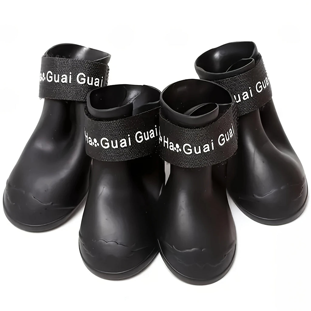 4 Waterproof and Non-Slip Rain Boots for Small and Medium-Sized Dogs, Cute Pet Dog Shoes - Protect Your Pet's Paws from Rain, Mud, and Ice