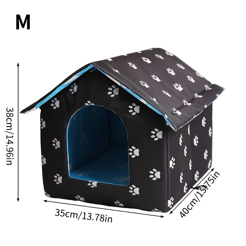 Cat House for Outdoor Winterproof Waterproof and Warm Foldable Pet Shelter for Cats with Removable Cushion for Stray Pets