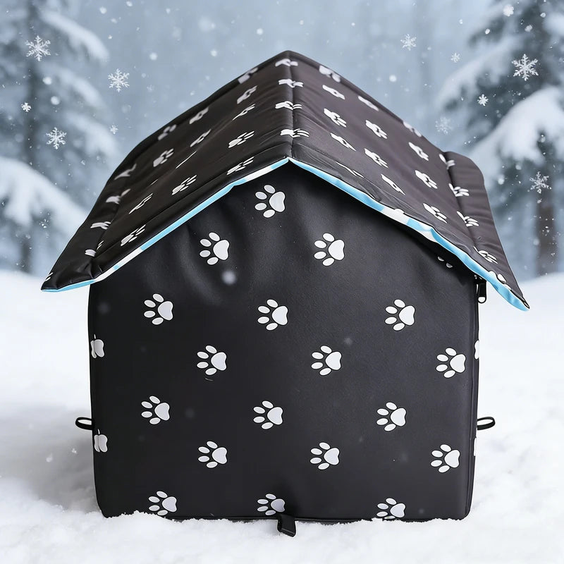 Cat House for Outdoor Winterproof Waterproof and Warm Foldable Pet Shelter for Cats with Removable Cushion for Stray Pets