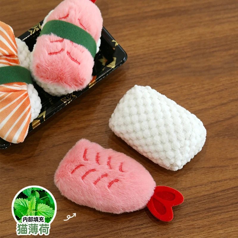 Sushi Cat Toys Catnip Crinkle Sound Cat Chew Bite Toys Kitty Kicker Exercise Toy Pet Supplies