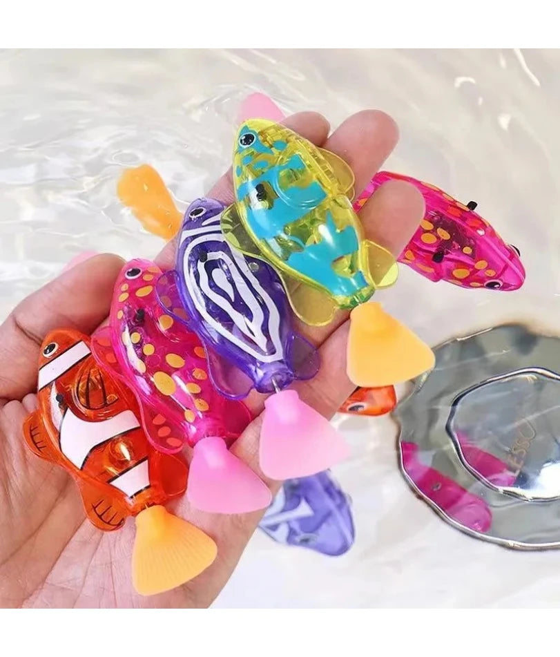 Cat Interactive Electric Fish Toy LED Light Swimming Robot Water Toy for Indoor Play Cats Dogs Pet Baby Bath Toys
